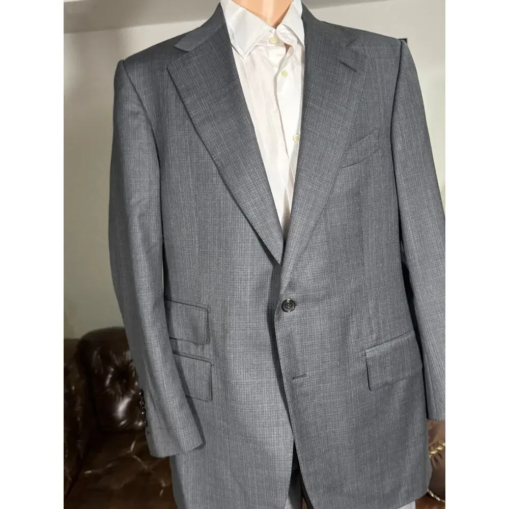 Tom Ford Gray Checked 2Pc Wool Suit 54EU 44R US Men's 36x30 trousers
